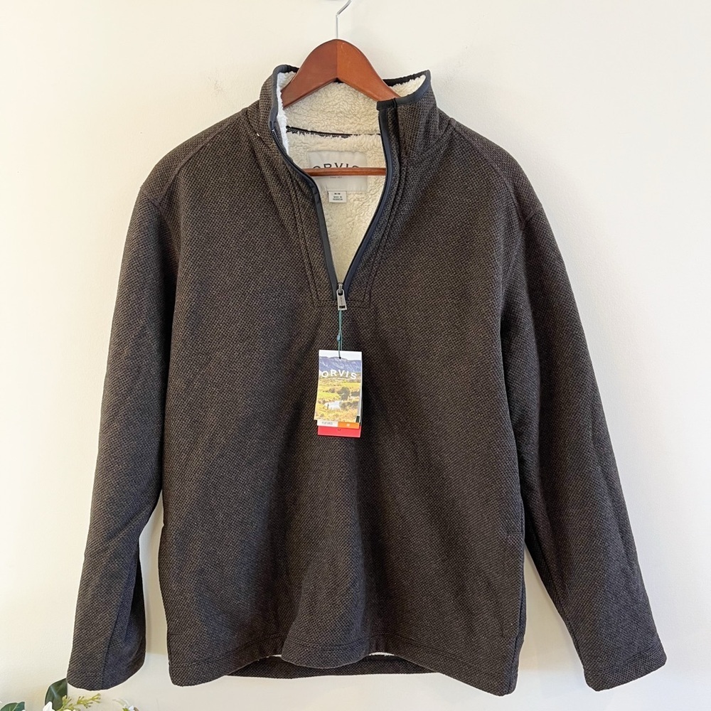 NWT Orvis Men’s Brighton 1/4 Zip Sherpa Lined Pullover Size Medium